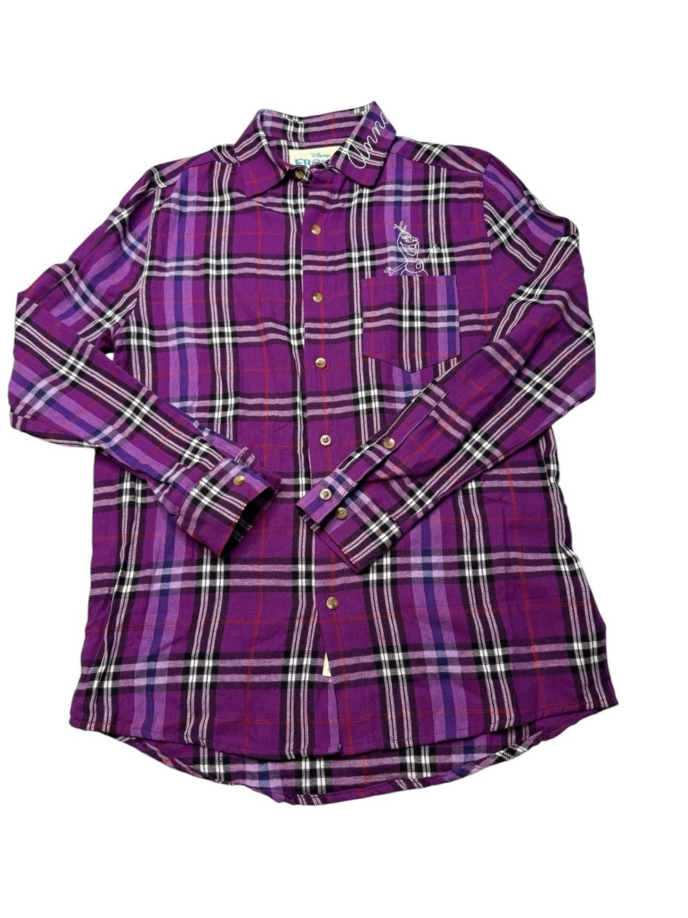 Cakeworthy X Disney Frozen Anna and Olaf Plaid L/S Size S